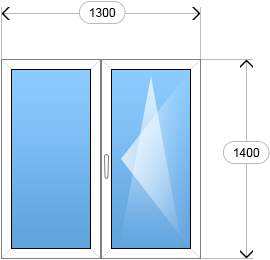 Двухстворчатое окно 1300x1400 Двухстворчатое окно 1300x1400